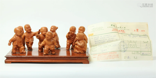 Chinese Wood Carving 9 Children Play Hide & Seek