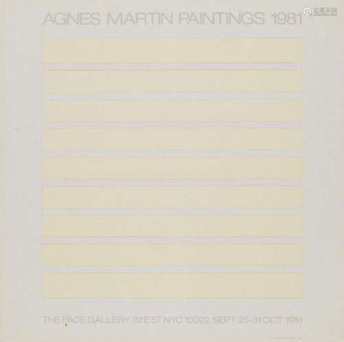 Martin, Agnes o.T. 1981. Farboffsetlithographie auf Reispapi...