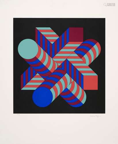 Vasarely, Victor Makk-S. 1978. Farbserigraphie auf chamoisfa...