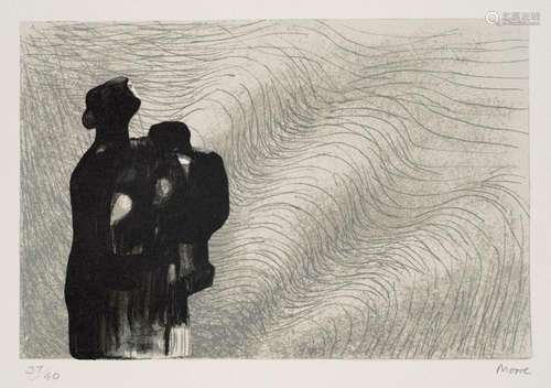 Moore, Henry Mother and child with wave background III. 1976...