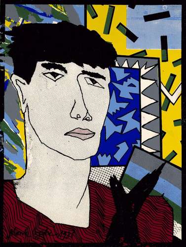 Götze, Moritz Junger Mann. 1986. Farbserigraphie auf Papier....