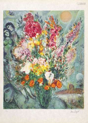 Chagall, nach Marc Le Bouquet Illuminant Le Ciel. Um 1970. F...