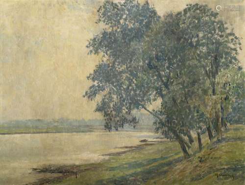 Clarenbach, Max Rheinlandschaft. Öl auf Leinwand. 60,5 x 80,...