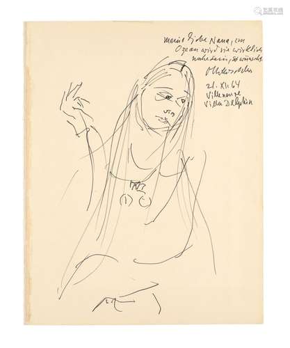 Kokoschka, Oskar o.T. (Nana). 1964. Filzstift auf chamoisfar...