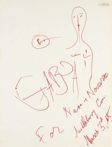 Gabo, Naum o.T. 1965. Faserstift auf glattem, chamoisfarbene...