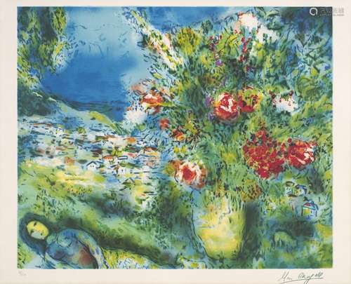 Chagall, nach Marc Les fleurs sur Saint Jeannet. 1982. Farbg...