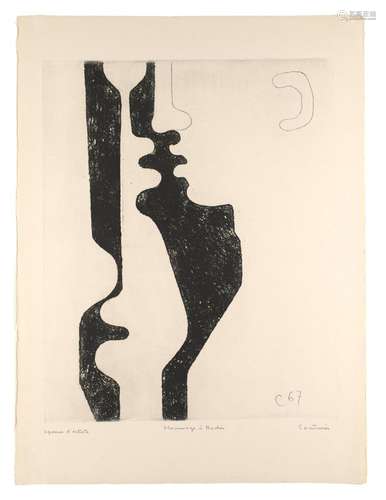 Couturier, Robert Hommage à Rodin. 1967. Radierung auf chamo...