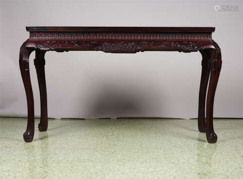 红酸枝木嵌瓷片琴桌