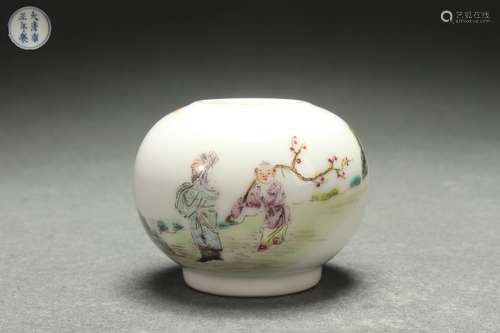 Famille Rose Birdseed Jar with Figure Stories Design, Yongzh...