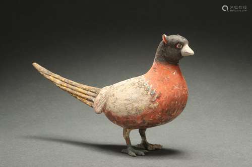 Color Painted Pottery Bird Statue