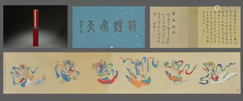 Flying Apsaras in Dunhuang Murals Painting Scroll, Zhang Daq...