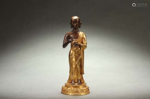 Gilt Bronze Standing Statue of Arhat