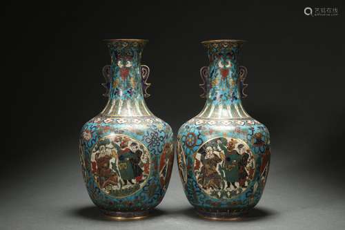 A Pair Cloisonne Vases