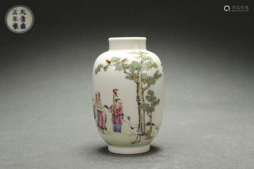 Famille Rose Lantern-shaped Vase with FU LU (meaning of good...