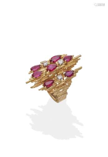 ANDREW GRIMA  RUBY AND DIAMOND RING, Circa 1967