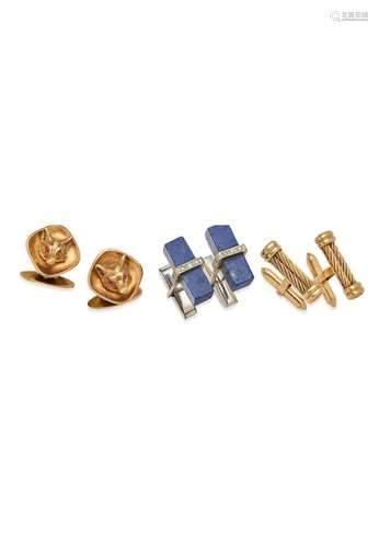 THREE PAIRS OF CUFFLINKS (3)