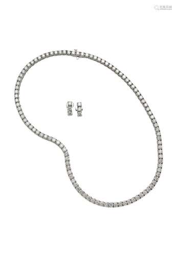 A DIAMOND NECKLACE, TOGETHER WITH A PAIR OF EARRINGS