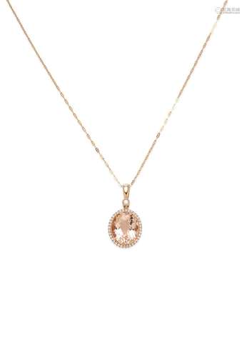 MORGANITE AND DIAMOND PENDANT NECKLACE