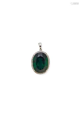 TOURMALINE AND DIAMOND PENDANT