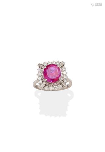 RUBY AND DIAMOND CLUSTER RING