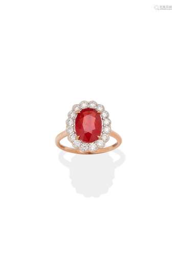 RUBY AND DIAMOND CLUSTER RING