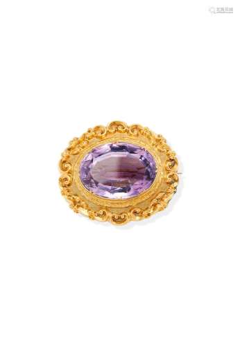 AMETHYST AND GOLD BROOCH