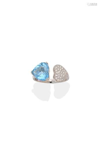 AQUAMARINE AND DIAMOND RING