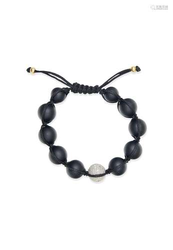 AN ONYX AND DIAMOND BRACELET