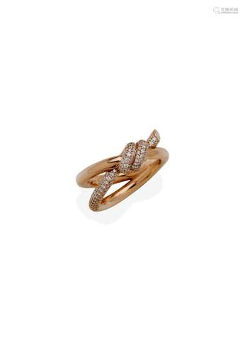 TIFFANY & CO.  'TIFFANY KNOT' DOUBLE ROW RING