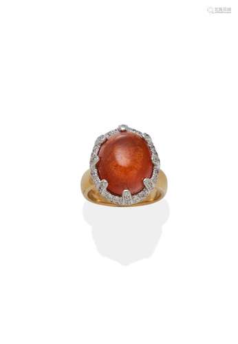 FIRE OPAL AND DIAMOND RING