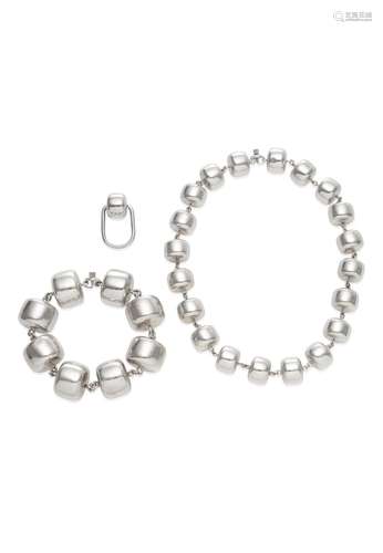 GEORG JENSEN  STERLING SILVER NECKLACE, BRACELET AND RING SU...