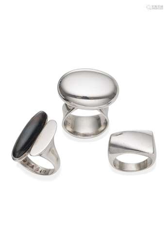 GEORG JENSEN  THREE STERLING SILVER RINGS VIVIANNA TORUN, HE...