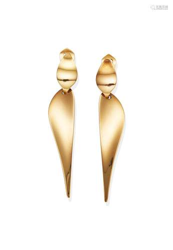 GEORG JENSEN  GOLD PENDENT EARCLIPS