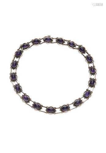 GEORG JENSEN  AMETHYST AND STERLING SILVER NECKLACE