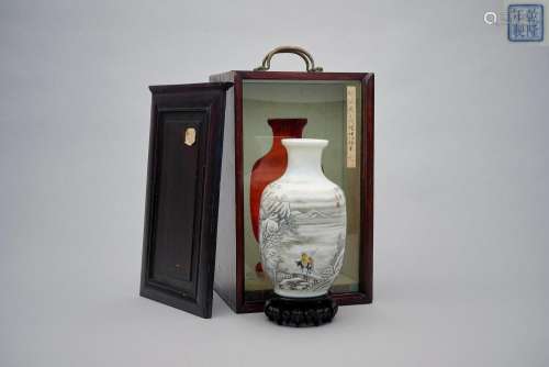 An enamelled 'snow landscape' vase Qianlong four-character m...