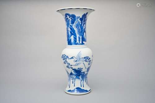 A blue-and-white 'deer and crane' yenyen vase Kangxi period