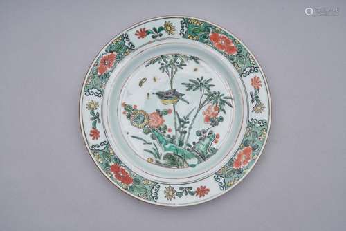 A wucai 'bird and flower' plate Kangxi period