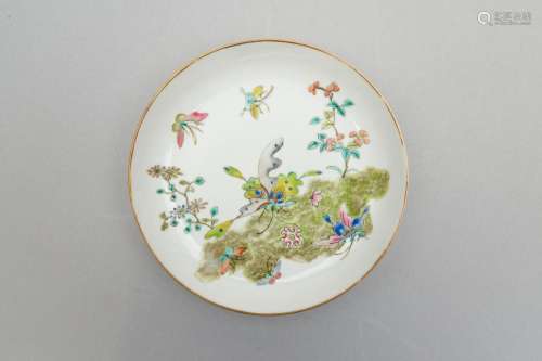 A famille-rose 'butterfly' plate Guangxu four-character iron...