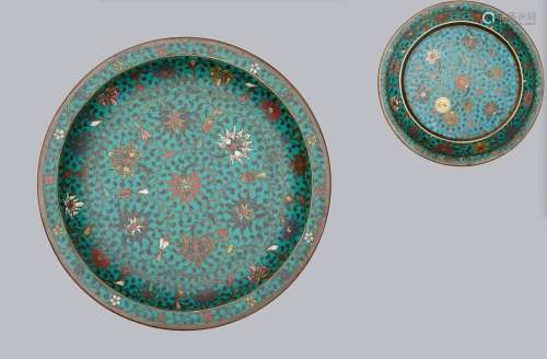 A cloisonné scrolling lotus charger Mid Ming dynasty