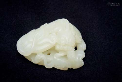 A white jade 'qilin' carving Qing dynasty