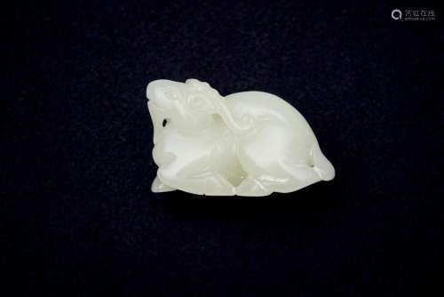 A white jade 'ram' carving Qing dynasty