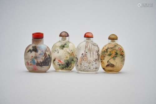 Four inside-painted snuff bottles Shixian, Chunxiao, and Yuz...