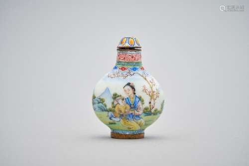 A painted enamel 'European subject' snuff bottle Qianlong fo...