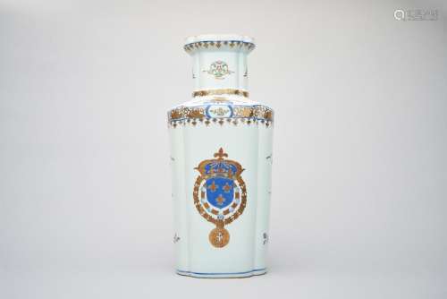 An enamelled and gilded 'French coat of arms' vase 19th cent...
