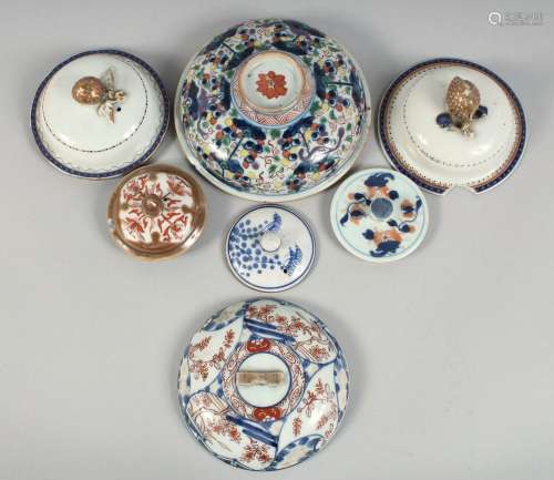 A COLLECTION OF SEVEN CHINESE AND JAPANESE PORCELAIN COVERS,...