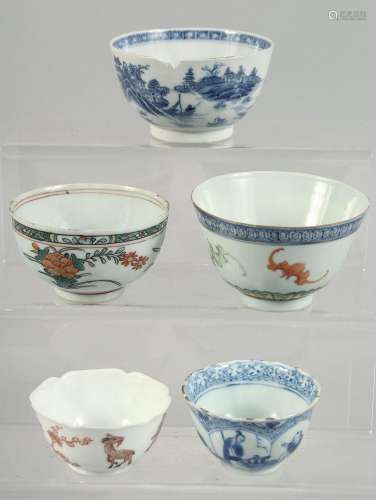 FOUR CHINESE PORCELAIN CUPS, various sizes, together with an...