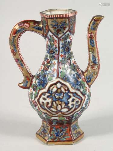 A SMALL CHINESE BLUE AND WHITE PORCELAIN CLOBBERED EWER, 14c...