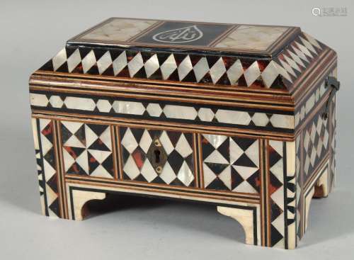 A TURKISH OTTOMAN MOTHER OF PEARL AND TORTOISESHELL INLAID Q...