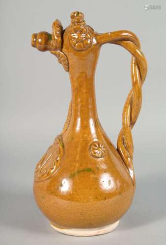 A TURKISH CANAKKALE POTTERY WATER JUG, 30cm high.