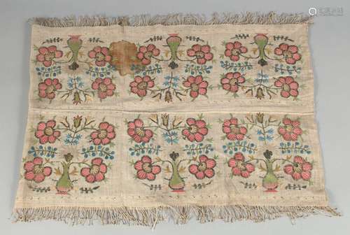 AN 18TH CENTURY TURKISH OTTOMAN EMBROIDERED TEXTILE, embroid...